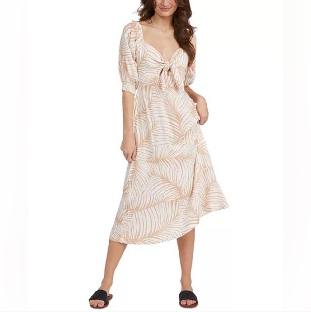ROXY Evening Delight Palm Tropical Midi Sundress Dress Size Small